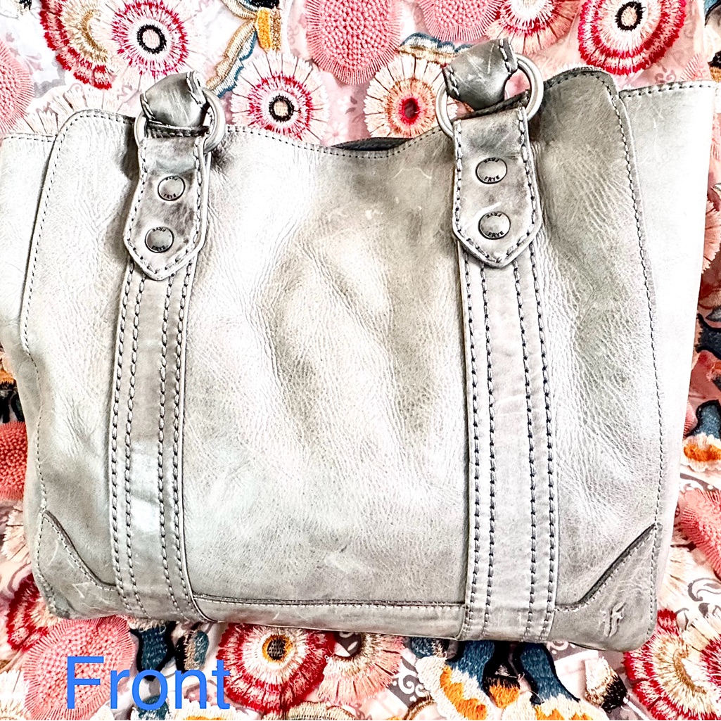 Frye Melissa Tote Ice Grey Leather New With Tags